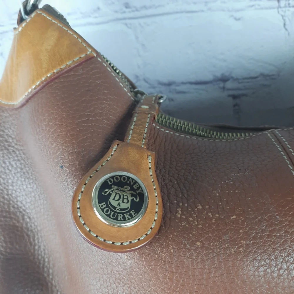 Vintage DOONEY & BOURKE Brown All Weather Leather Satchel Handbag - Picture 8 of 15